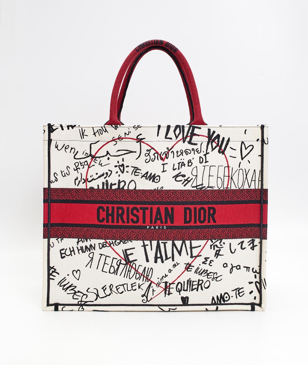 CHRISTIAN DIOR Белая тканевая сумка тоут, фото 7