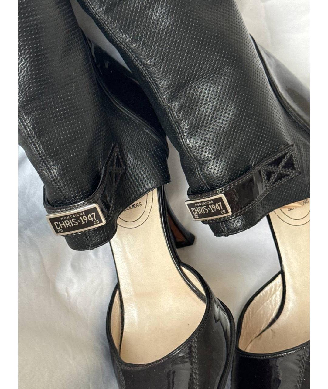 CHRISTIAN DIOR Черные босоножки из лакированной кожи, фото 3