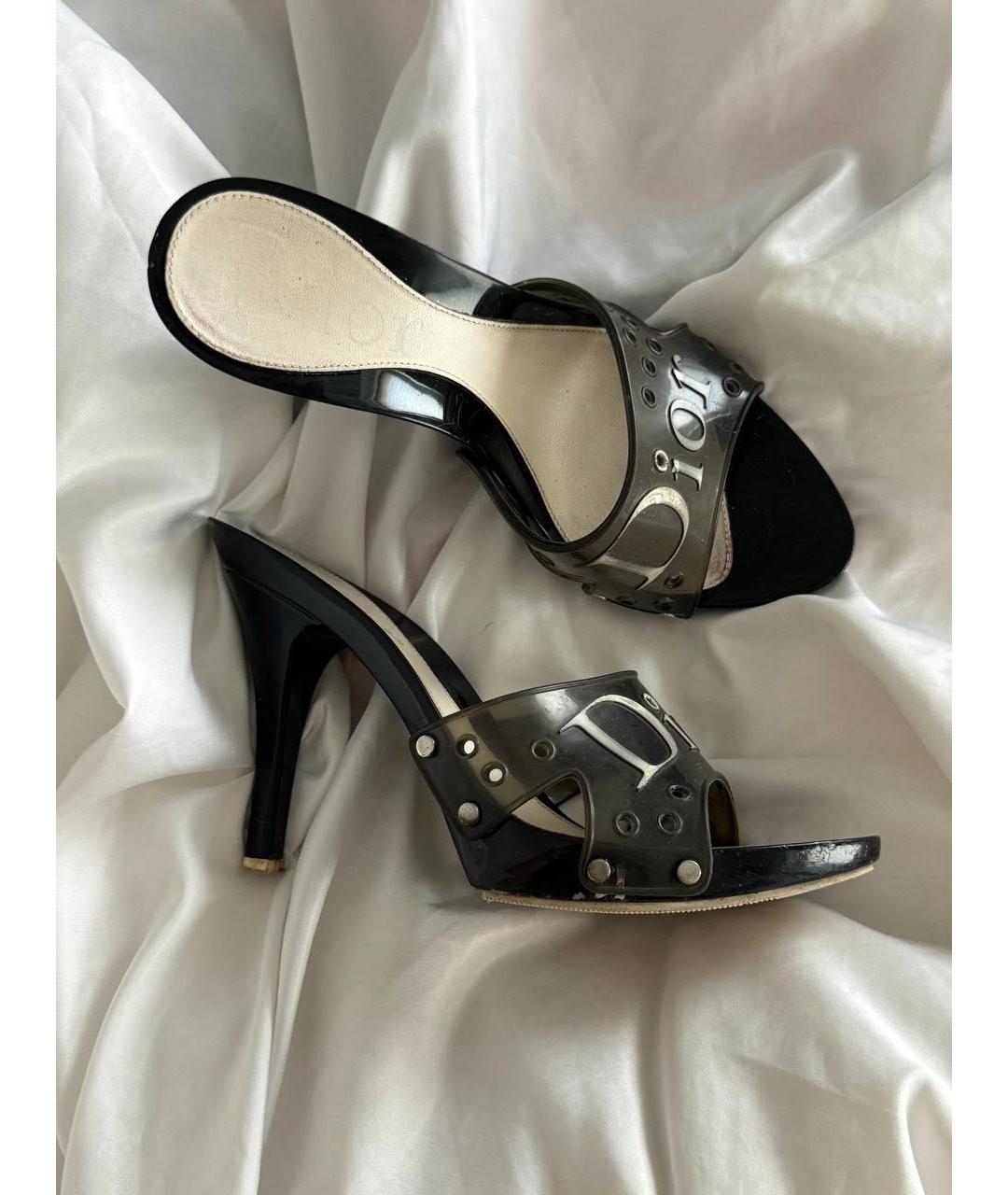 CHRISTIAN DIOR Антрацитовые резиновые сабо, фото 3