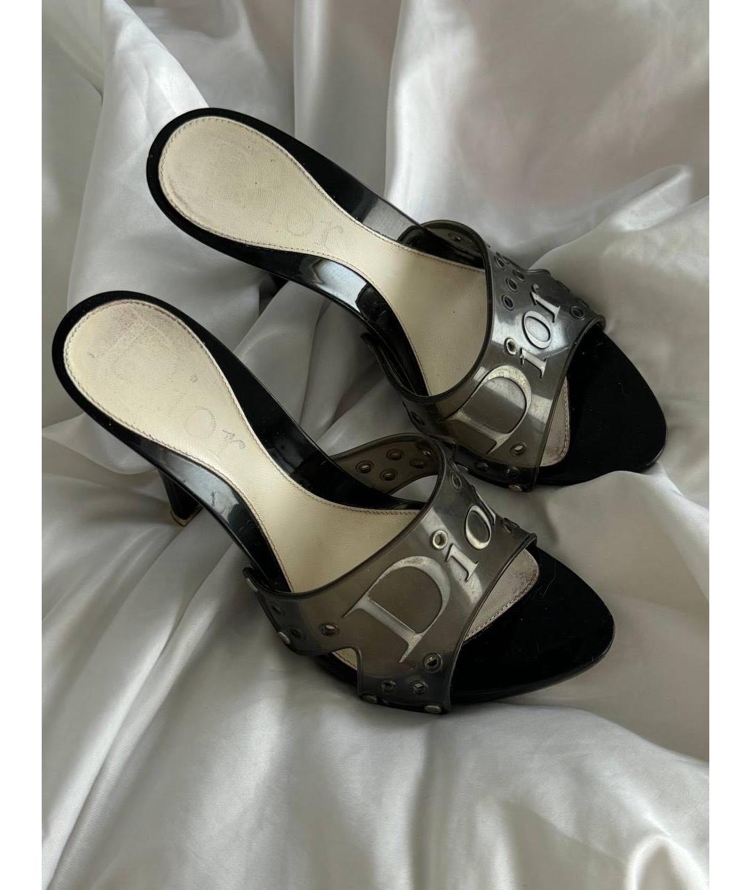CHRISTIAN DIOR Антрацитовые резиновые сабо, фото 2