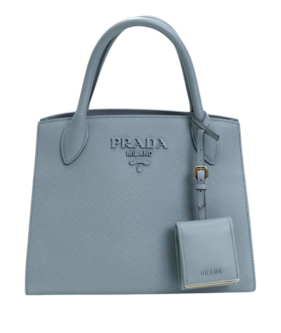 PRADA Серая кожаная сумка с короткими ручками, фото 1
