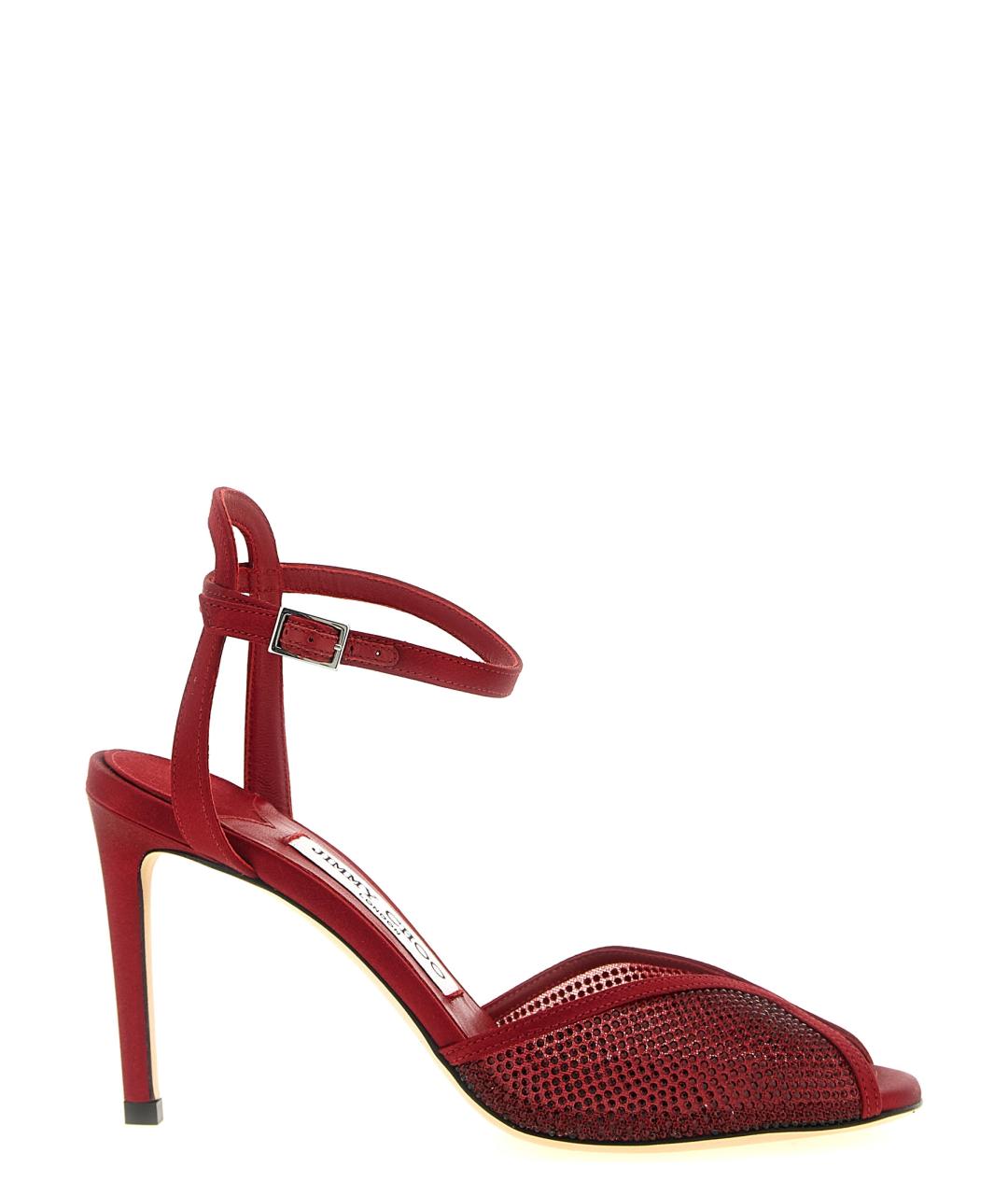 JIMMY CHOO Красные текстильные босоножки, фото 1