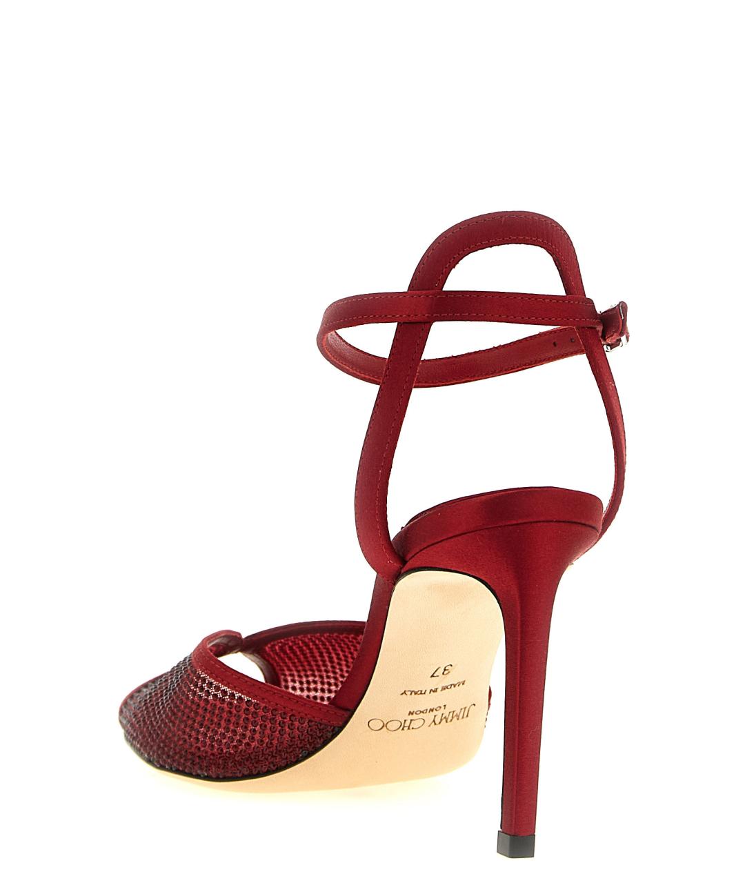 JIMMY CHOO Красные текстильные босоножки, фото 3