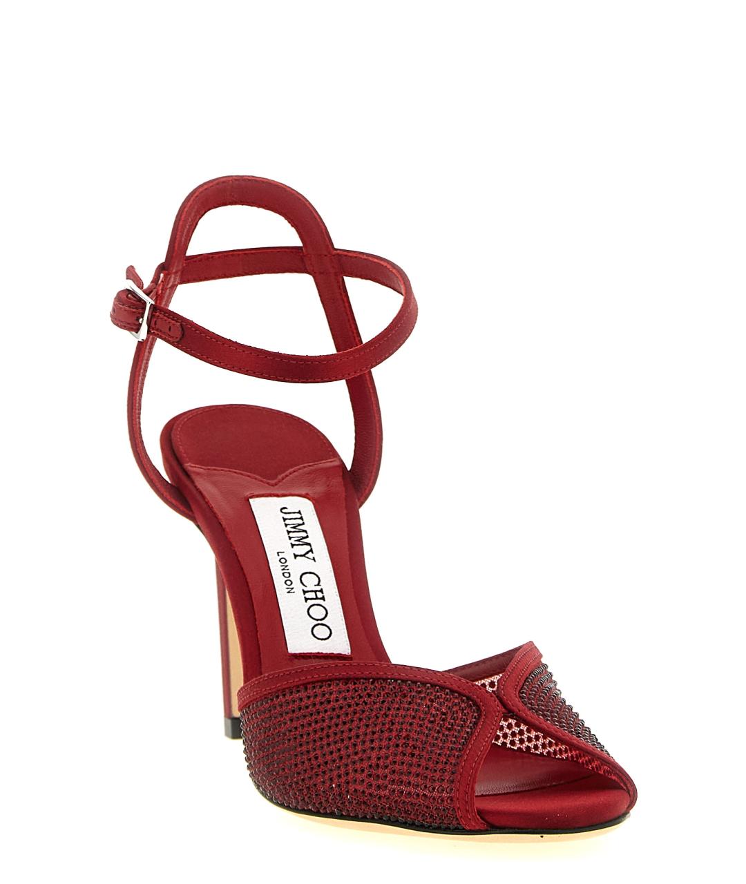 JIMMY CHOO Красные текстильные босоножки, фото 2