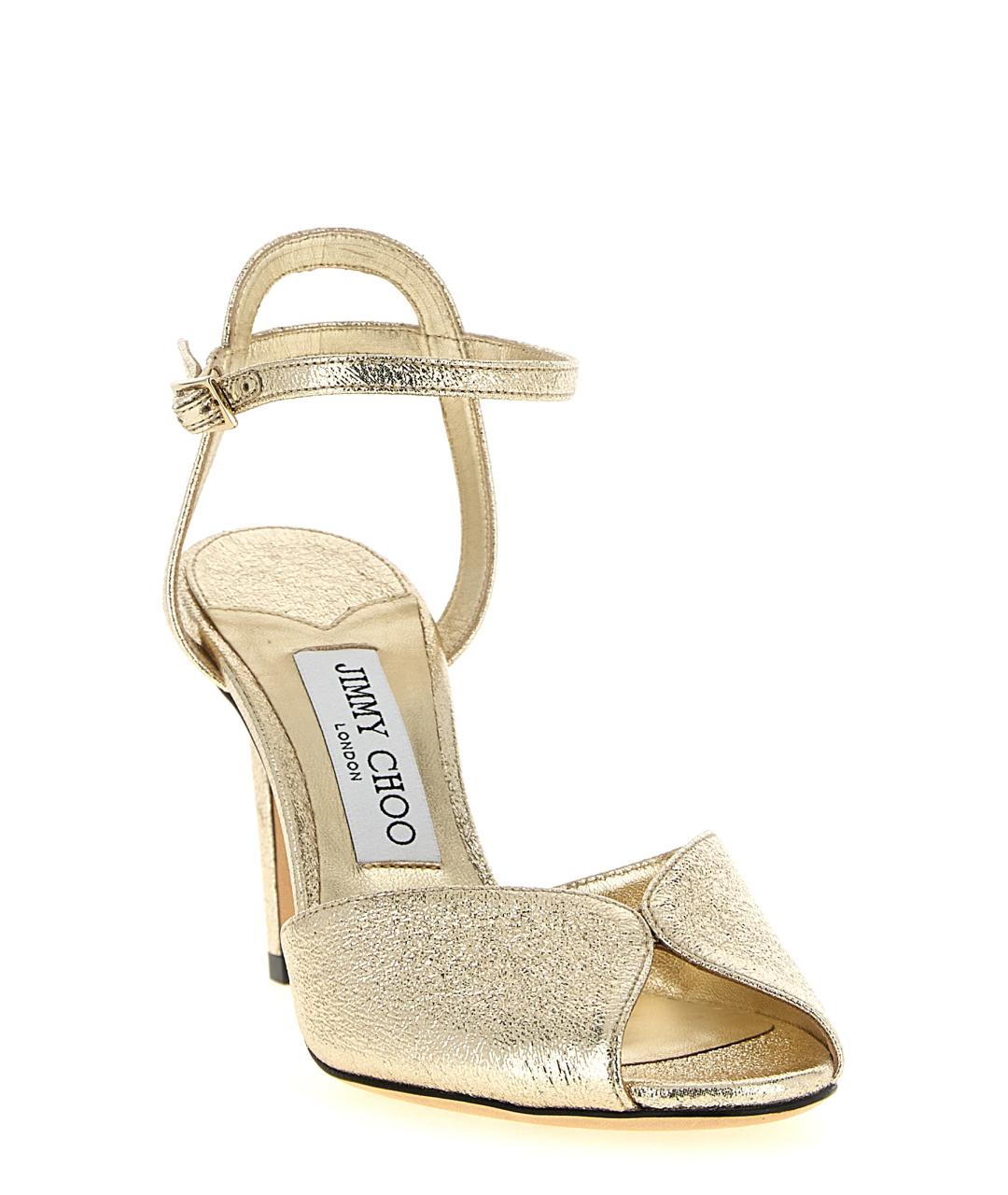 JIMMY CHOO Золотые кожаные босоножки, фото 2