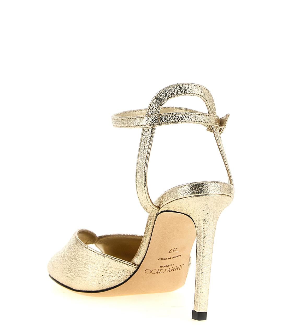 JIMMY CHOO Золотые кожаные босоножки, фото 3