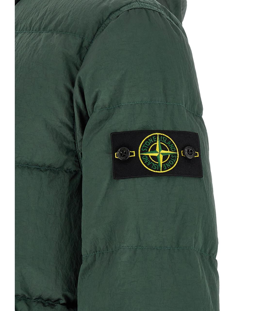 STONE ISLAND Зеленый нейлоновый пуховик, фото 5