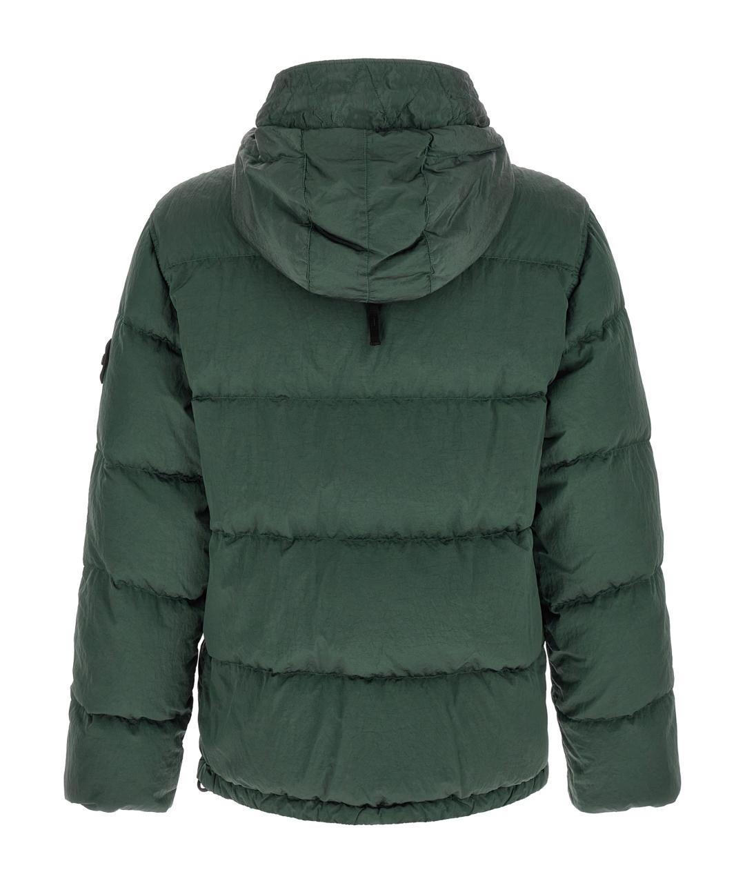 STONE ISLAND Зеленый нейлоновый пуховик, фото 2