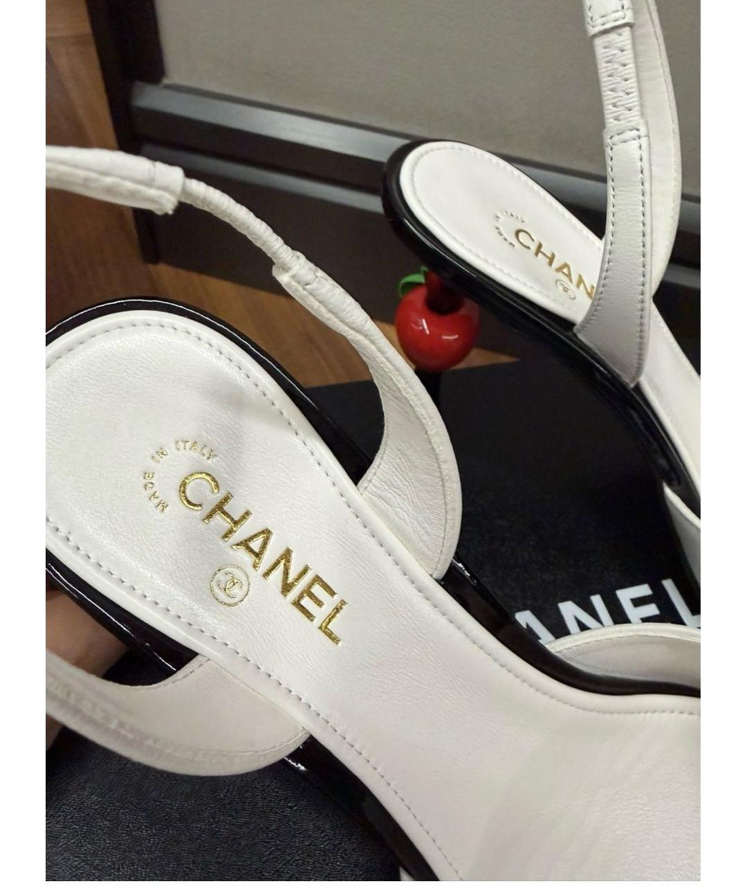 CHANEL Белые кожаные босоножки, фото 6