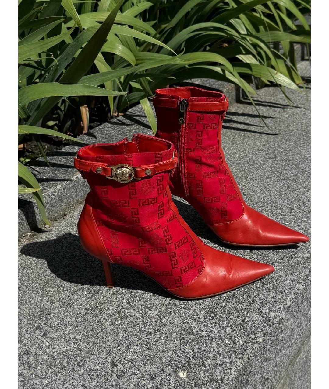 VERSACE Красные кожаные ботильоны, фото 8
