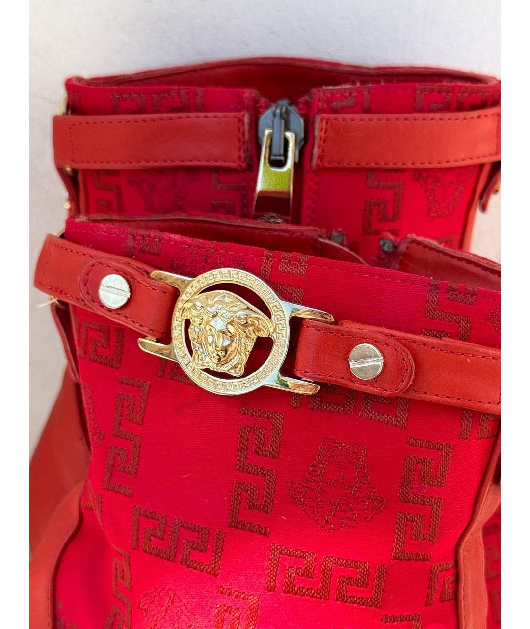 VERSACE Красные кожаные ботильоны, фото 4