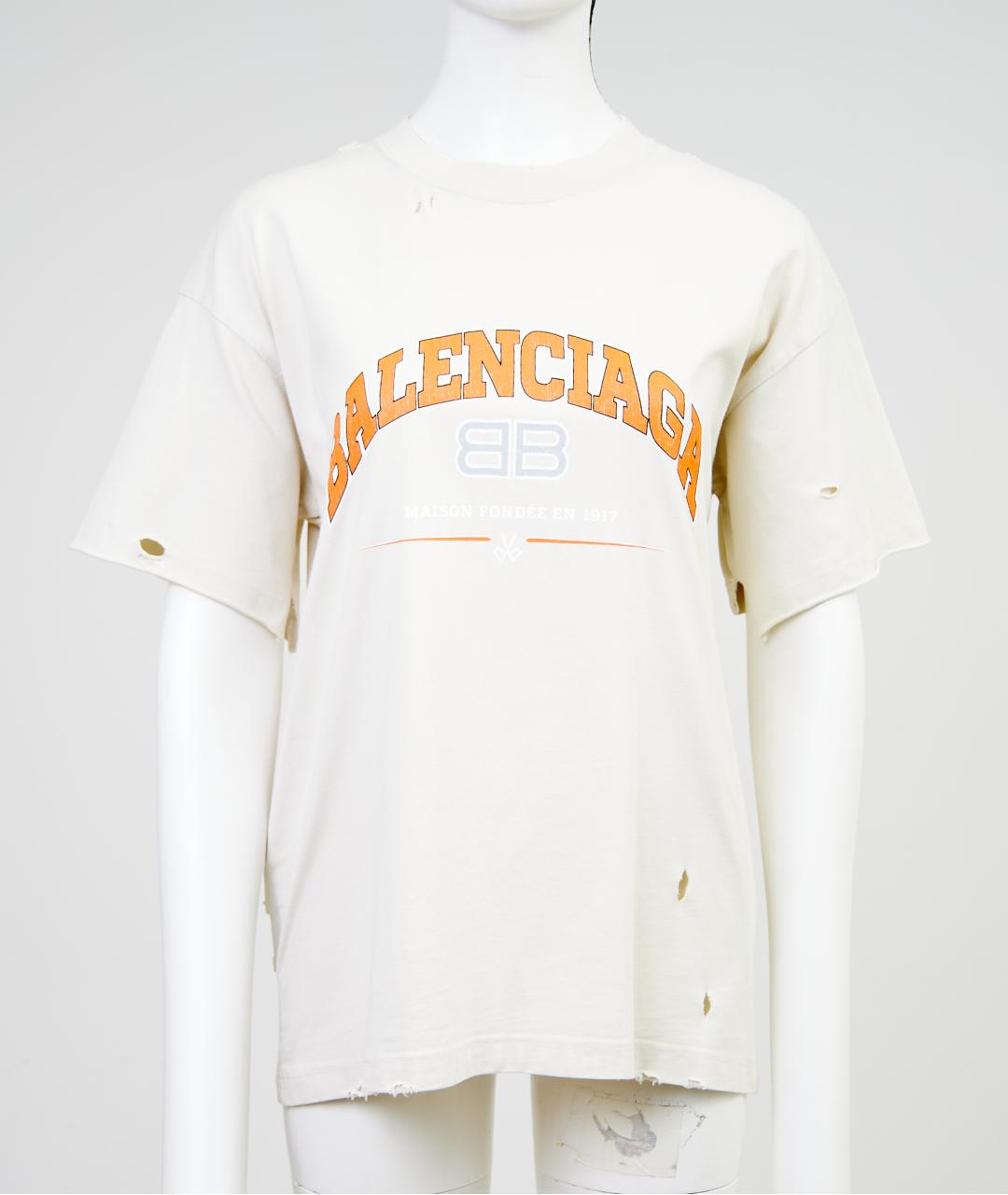 BALENCIAGA Бежевая хлопковая футболка, фото 6