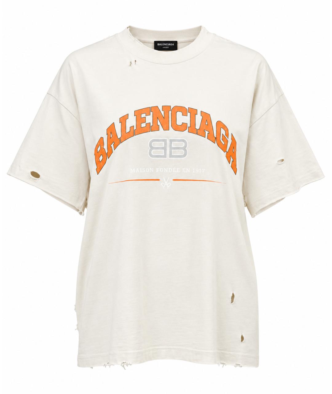 BALENCIAGA Бежевая хлопковая футболка, фото 1