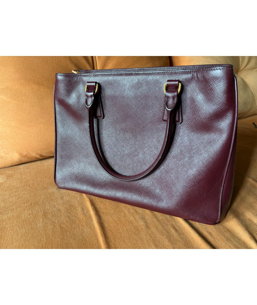 PRADA Бордовая кожаная сумка тоут, фото 3