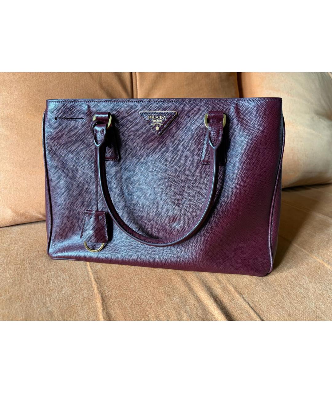 PRADA Бордовая кожаная сумка тоут, фото 8