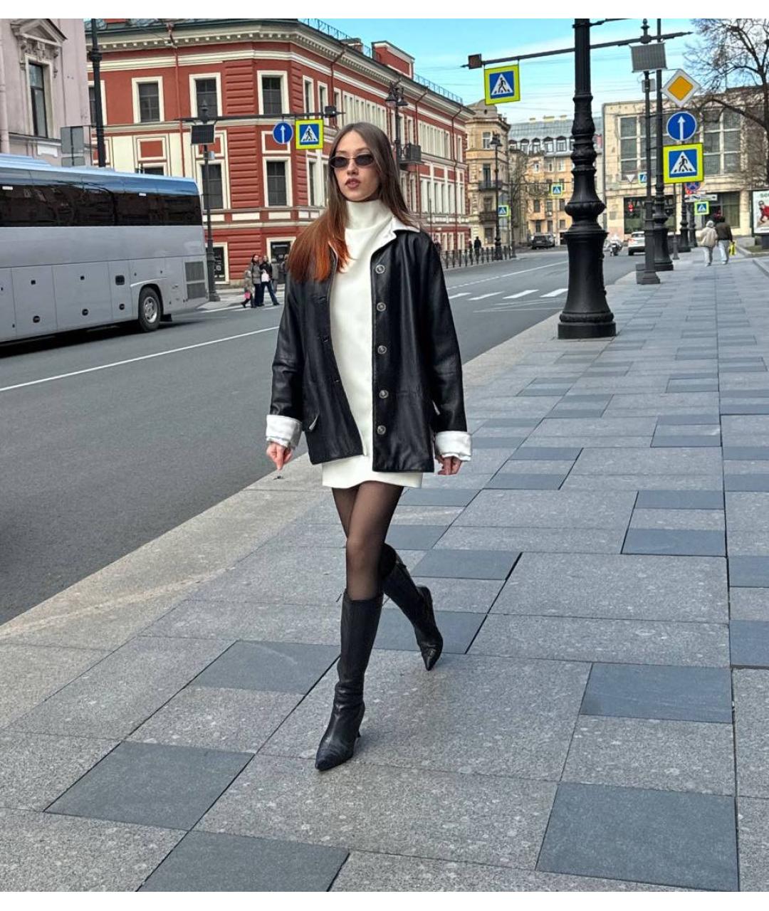 VERSACE Черная кожаная куртка, фото 7