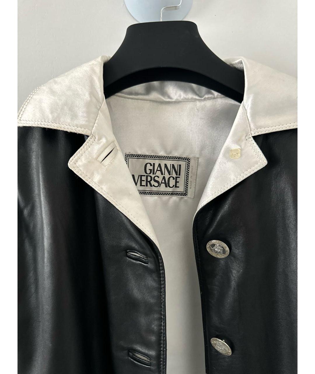 VERSACE Черная кожаная куртка, фото 3