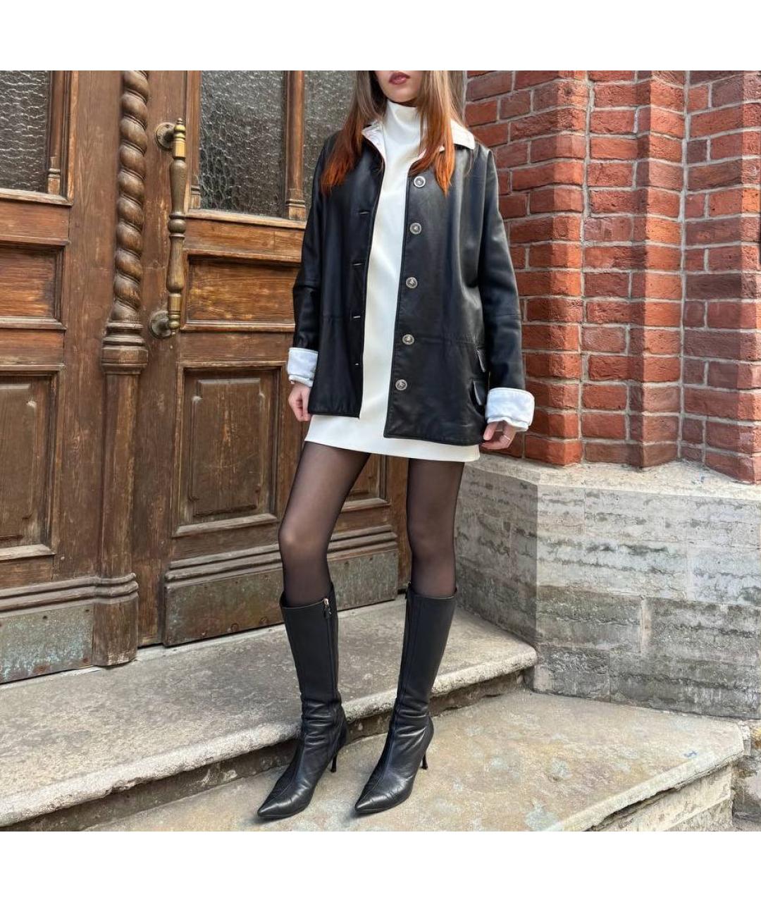 VERSACE Черная кожаная куртка, фото 8