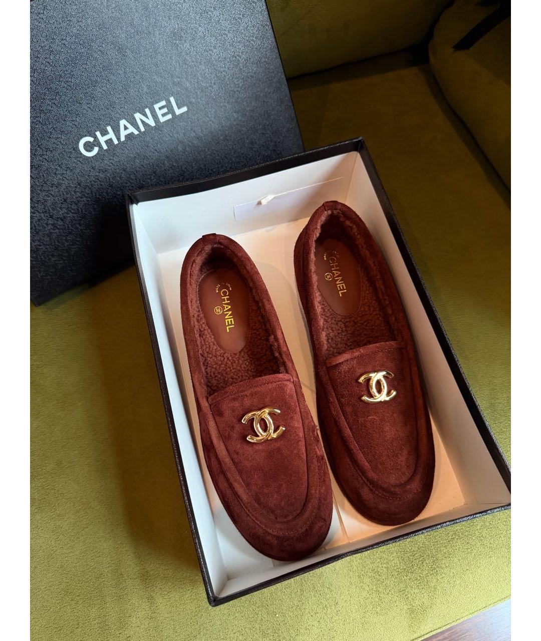 CHANEL Серые замшевые лоферы, фото 2