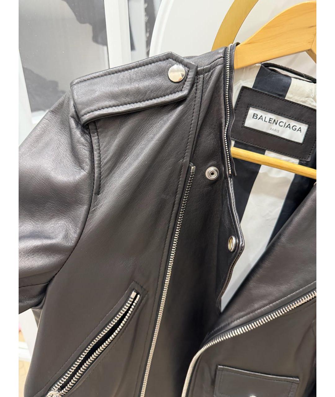 BALENCIAGA Черная кожаная куртка, фото 7