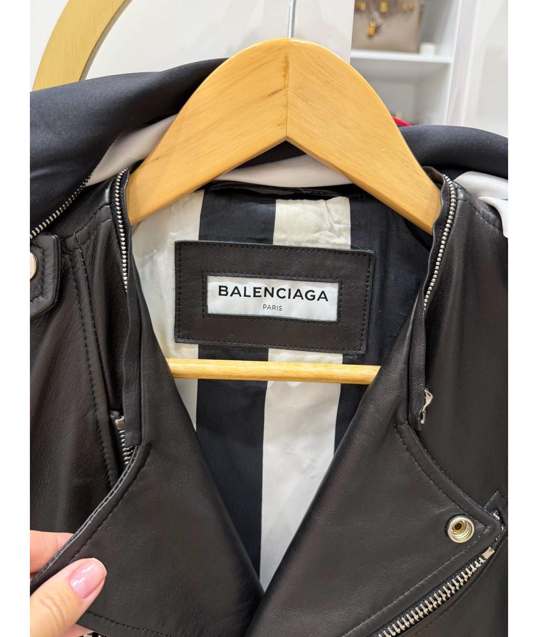BALENCIAGA Черная кожаная куртка, фото 3