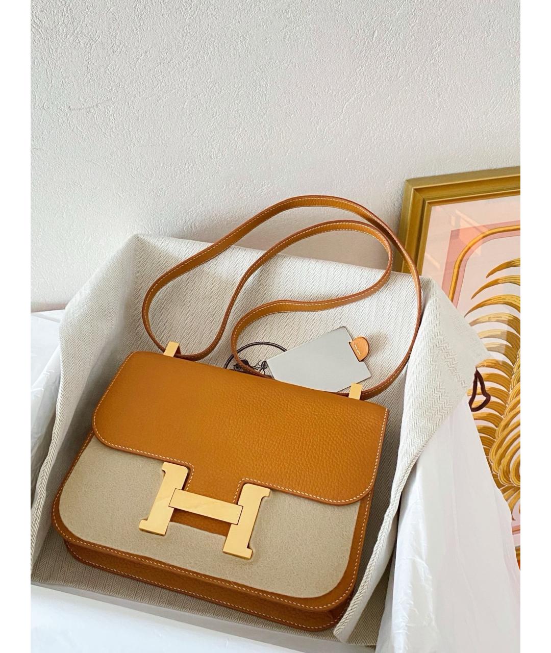 HERMES Коричневая кожаная сумка через плечо, фото 4