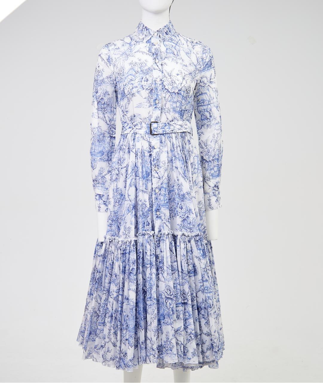 CHRISTIAN DIOR Голубое хлопковое коктейльное платье, фото 5