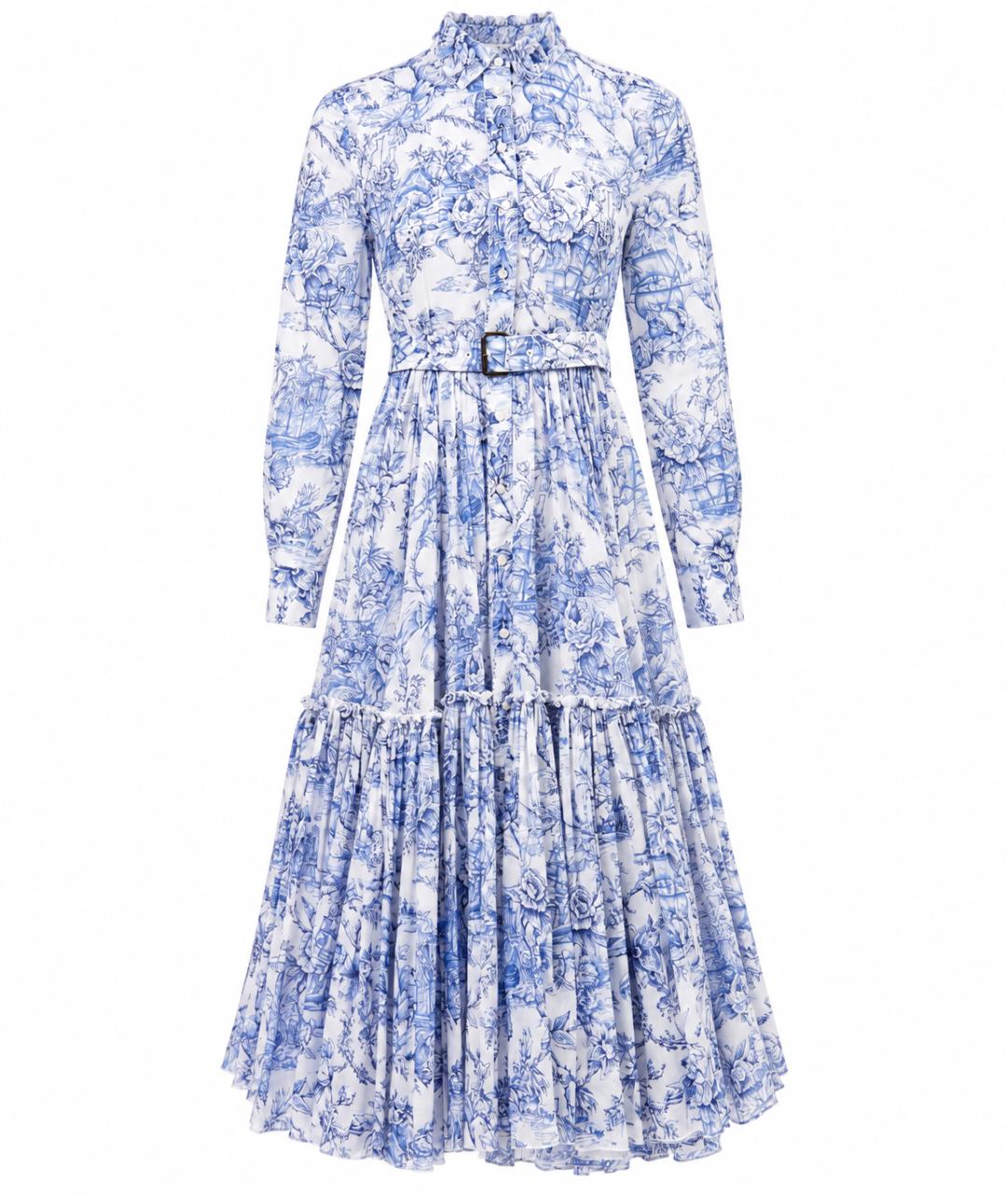 CHRISTIAN DIOR Голубое хлопковое коктейльное платье, фото 1