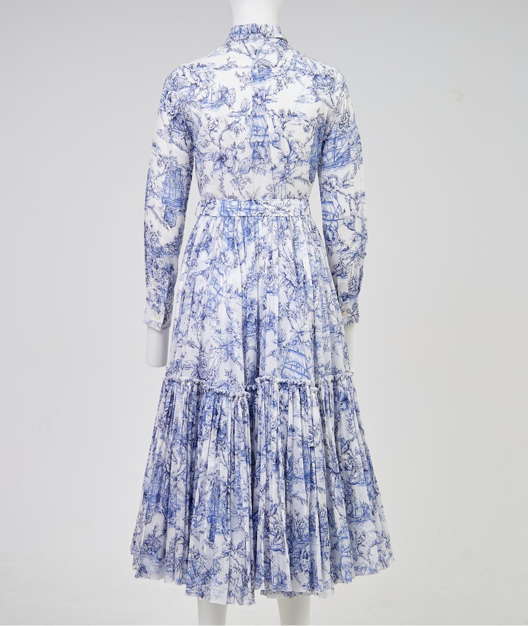 CHRISTIAN DIOR Голубое хлопковое коктейльное платье, фото 2