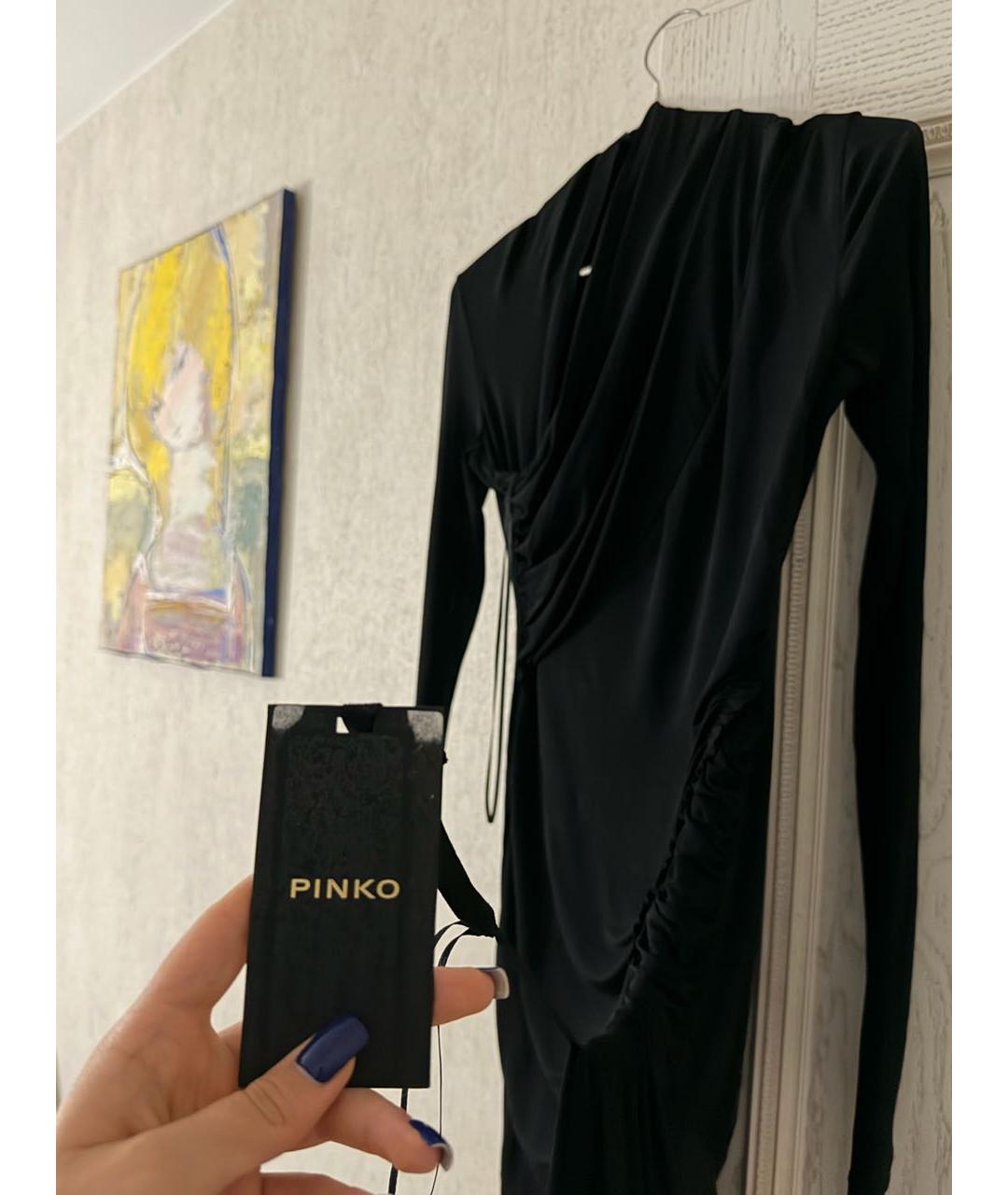 PINKO Черное вискозное вечернее платье, фото 6