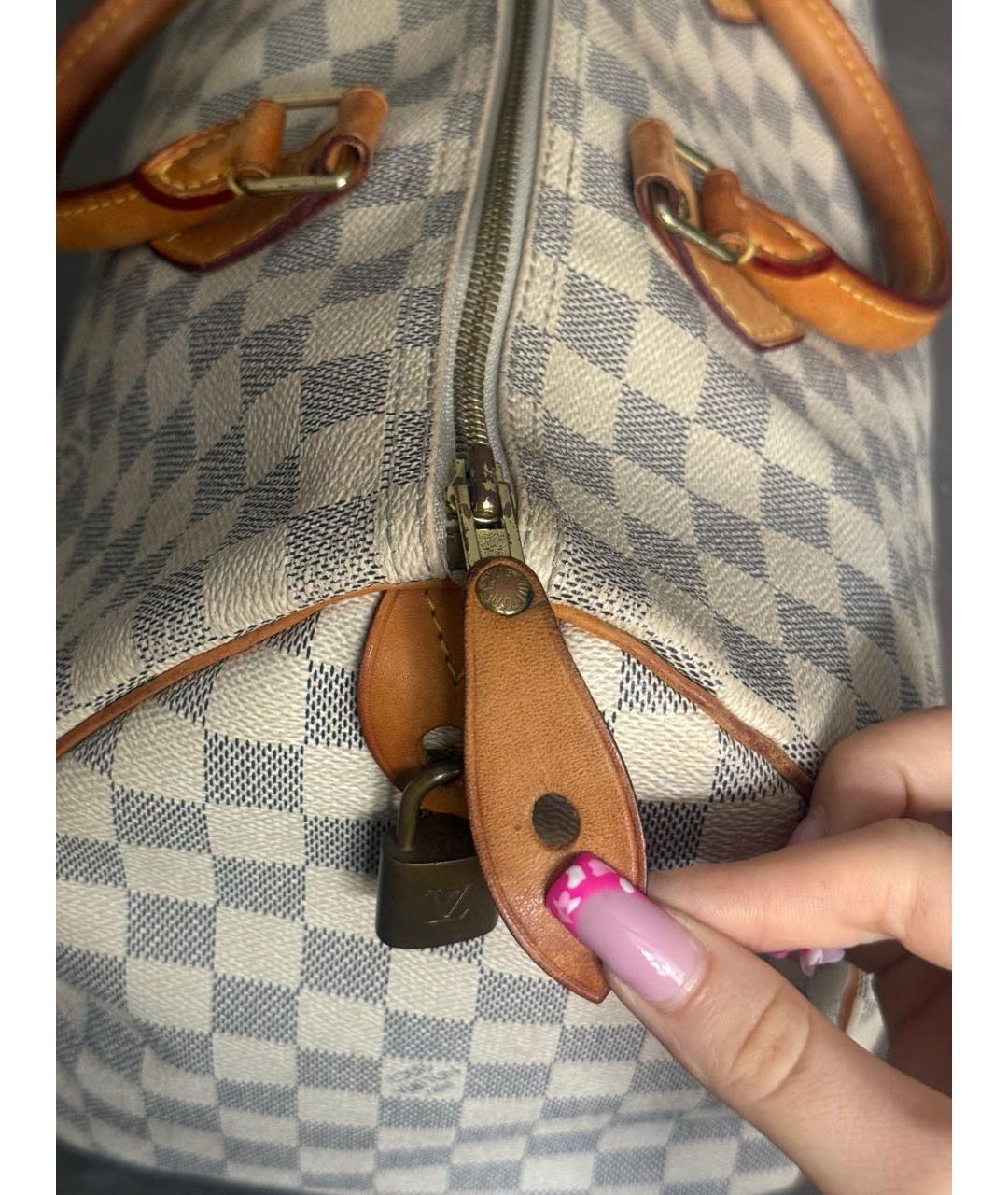 LOUIS VUITTON Белая кожаная сумка с короткими ручками, фото 5