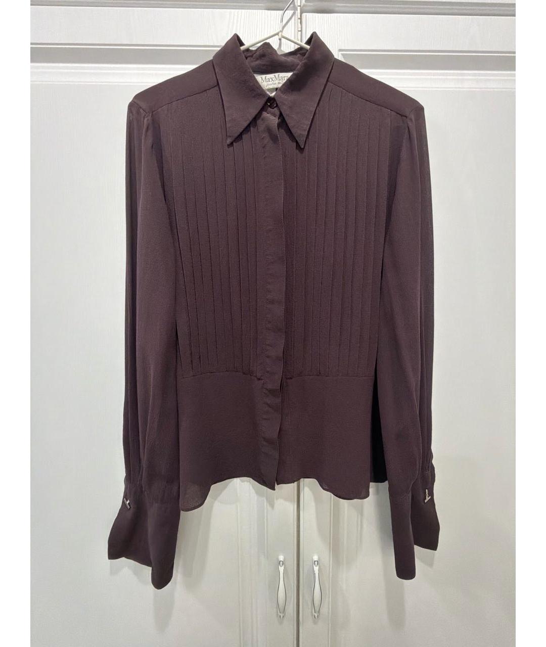 MAX MARA Коричневая шелковая блузы, фото 7