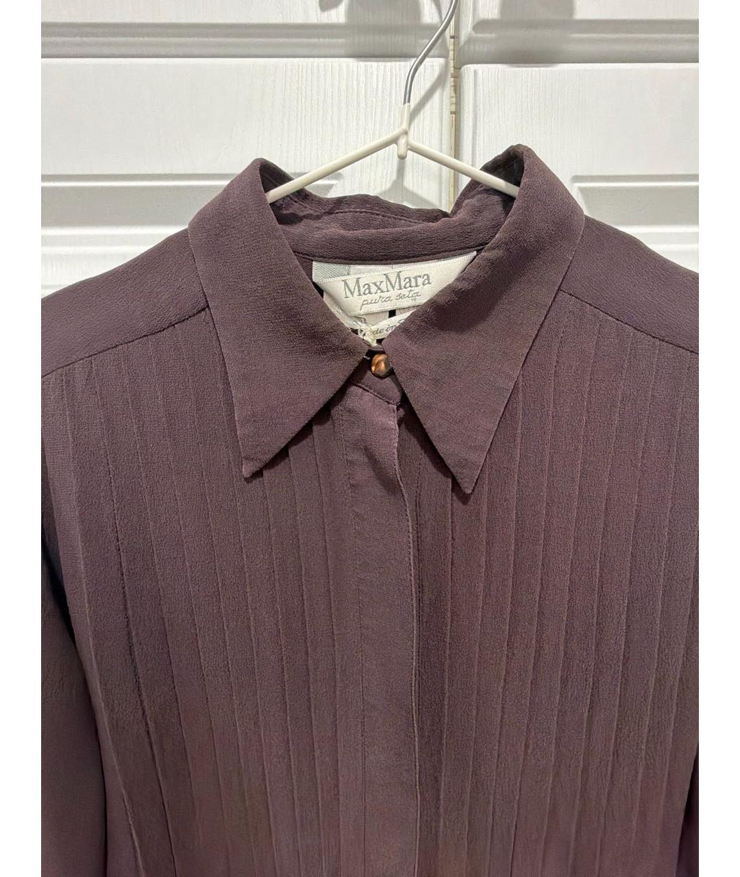 MAX MARA Коричневая шелковая блузы, фото 3