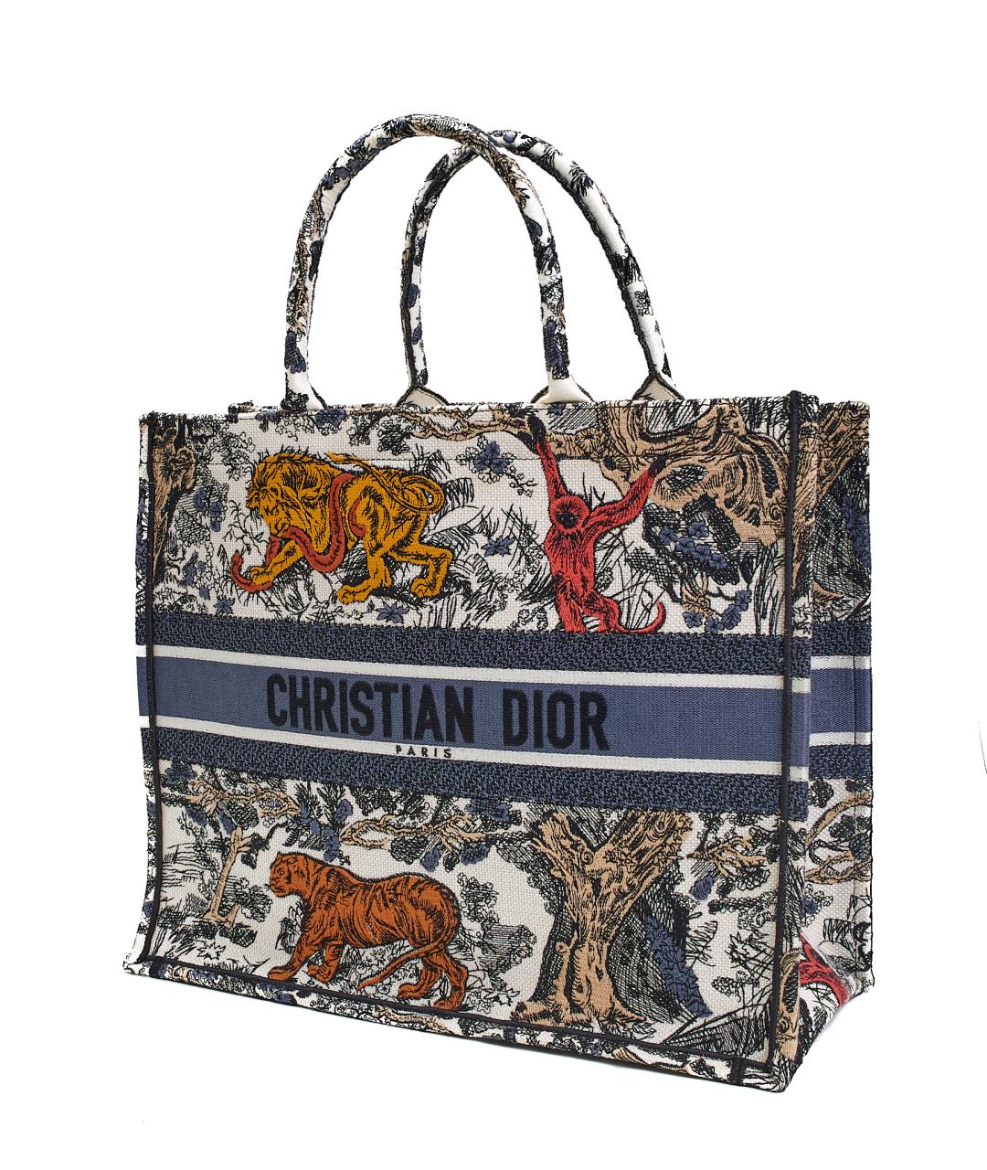 CHRISTIAN DIOR Синяя тканевая пляжная сумка, фото 3