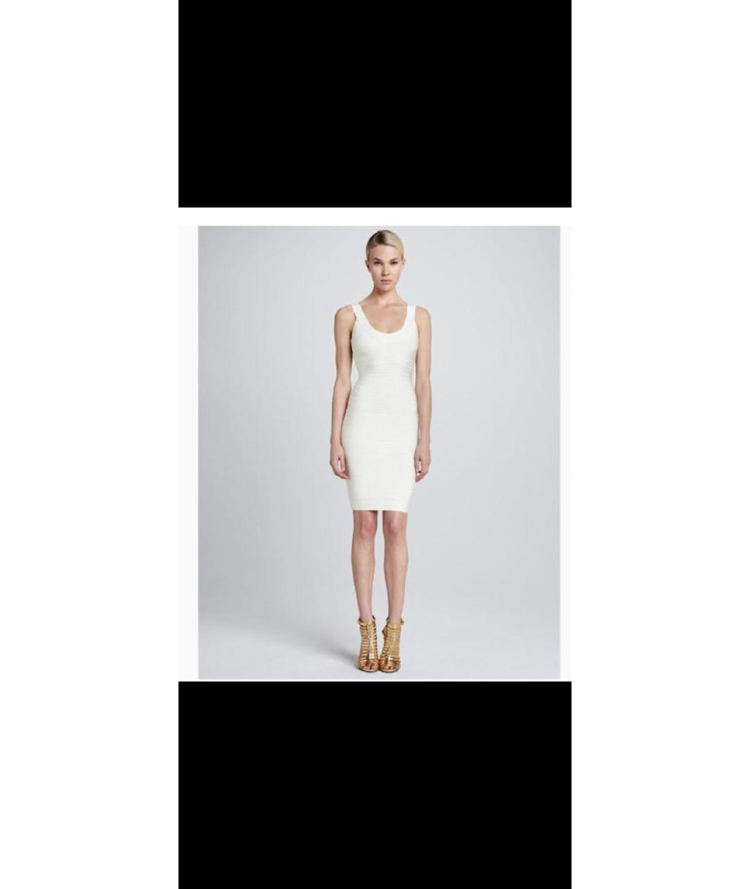HERVE LEGER Белое вискозное коктейльное платье, фото 8