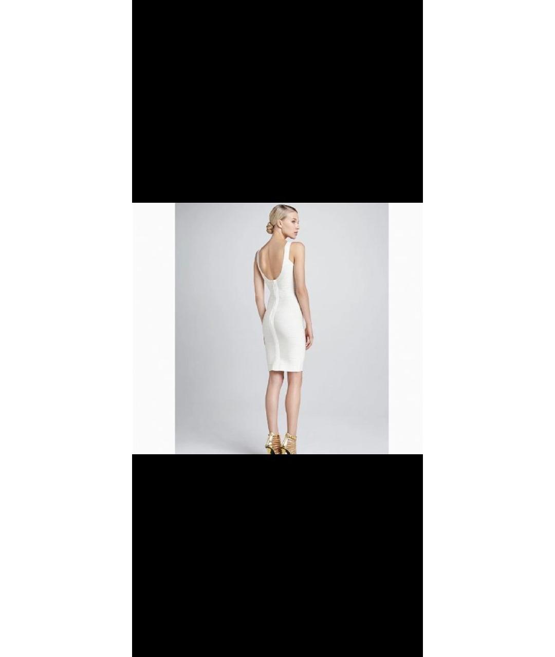 HERVE LEGER Белое вискозное коктейльное платье, фото 9