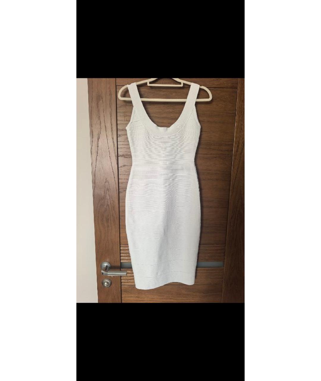 HERVE LEGER Белое вискозное коктейльное платье, фото 10