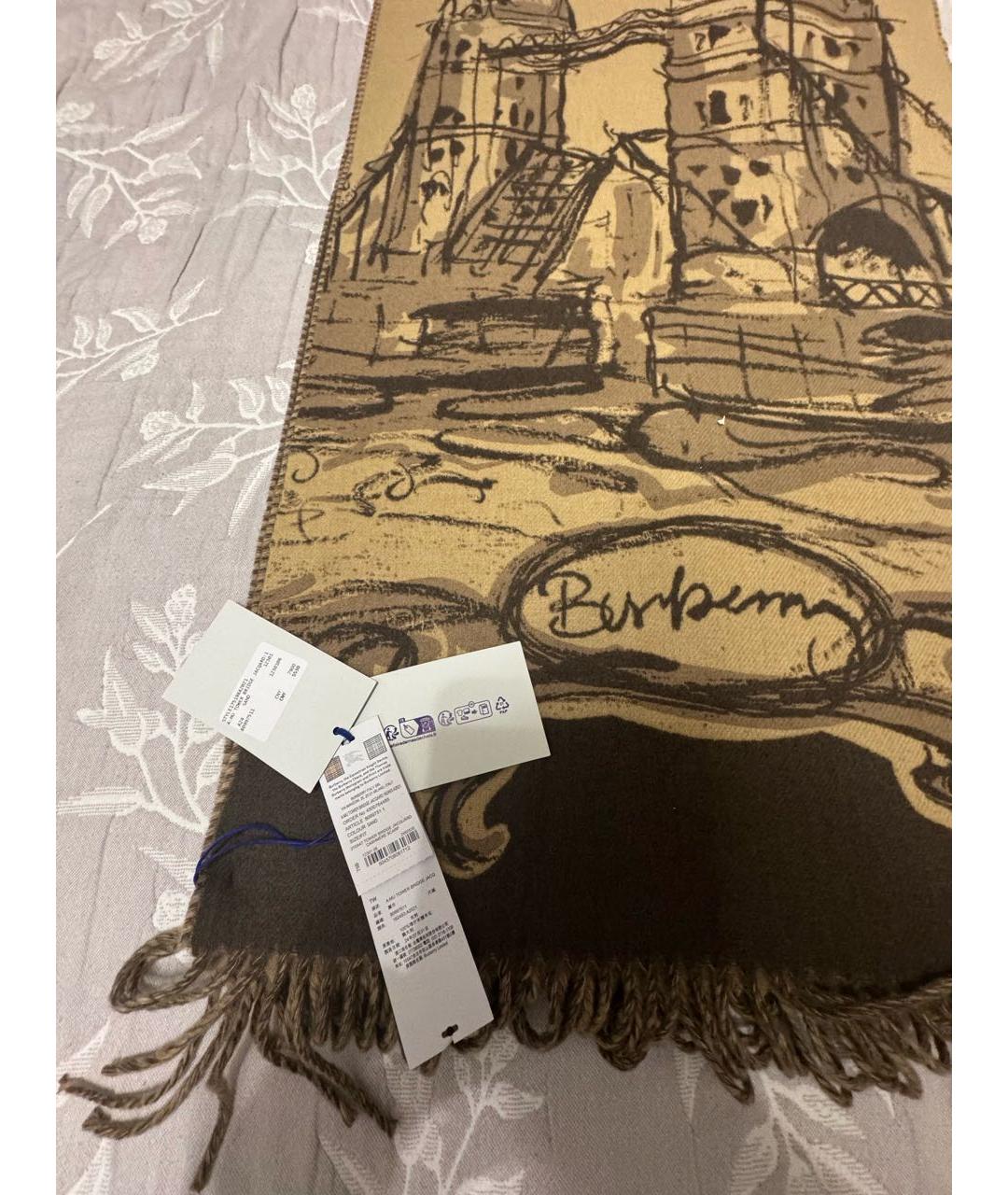 BURBERRY Коричневый кашемировый шарф, фото 3