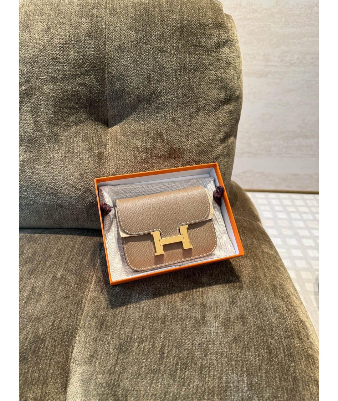 HERMES Серая кожаная поясная сумка, фото 2