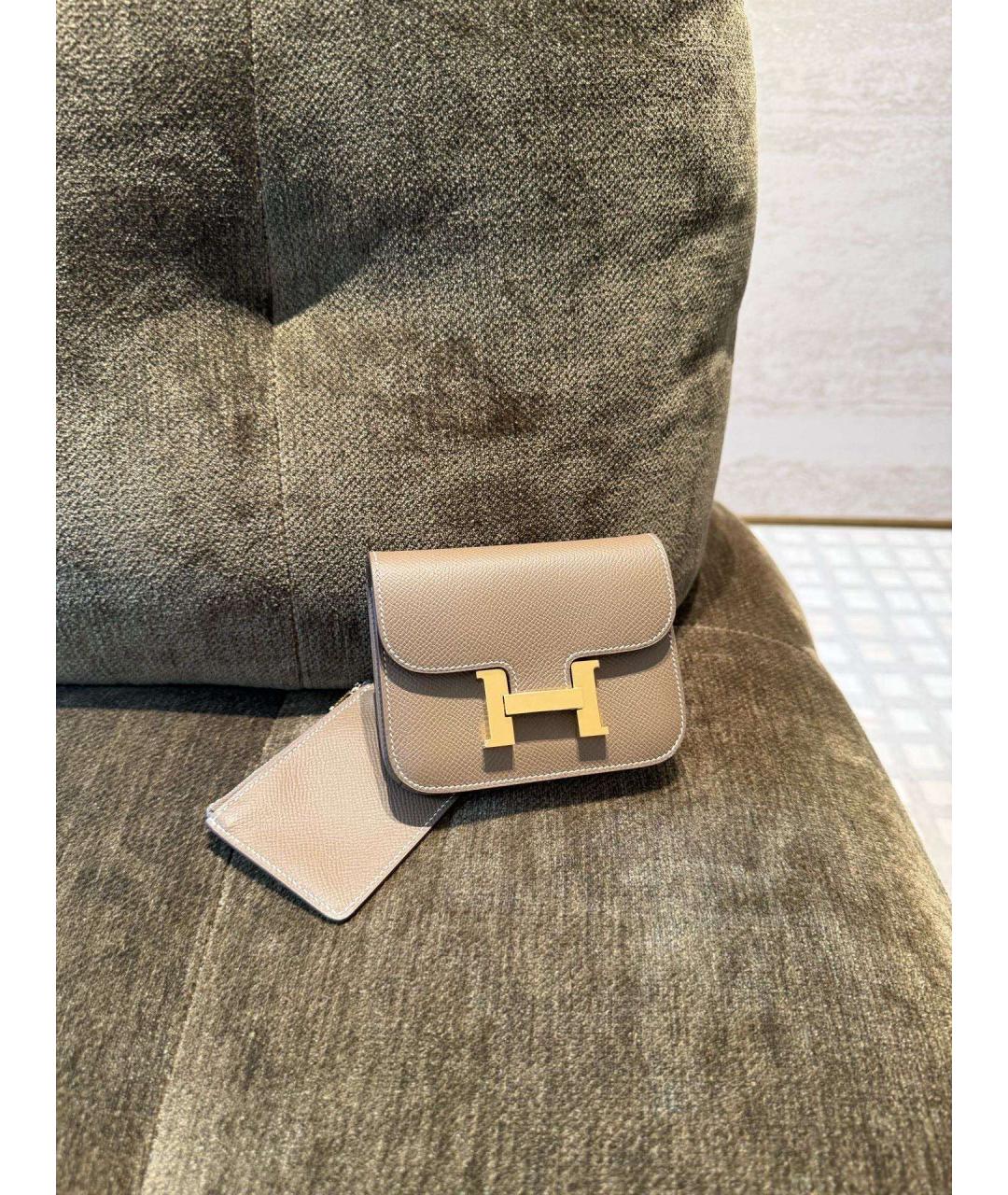 HERMES Серая кожаная поясная сумка, фото 4