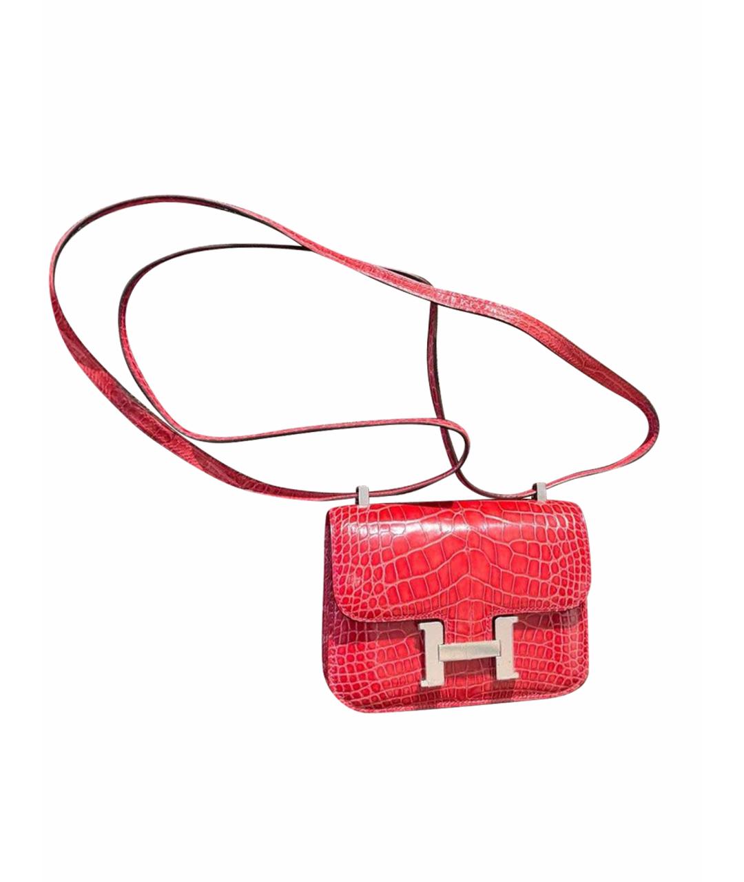 HERMES Розовая сумка через плечо из кожи аллигатора, фото 1