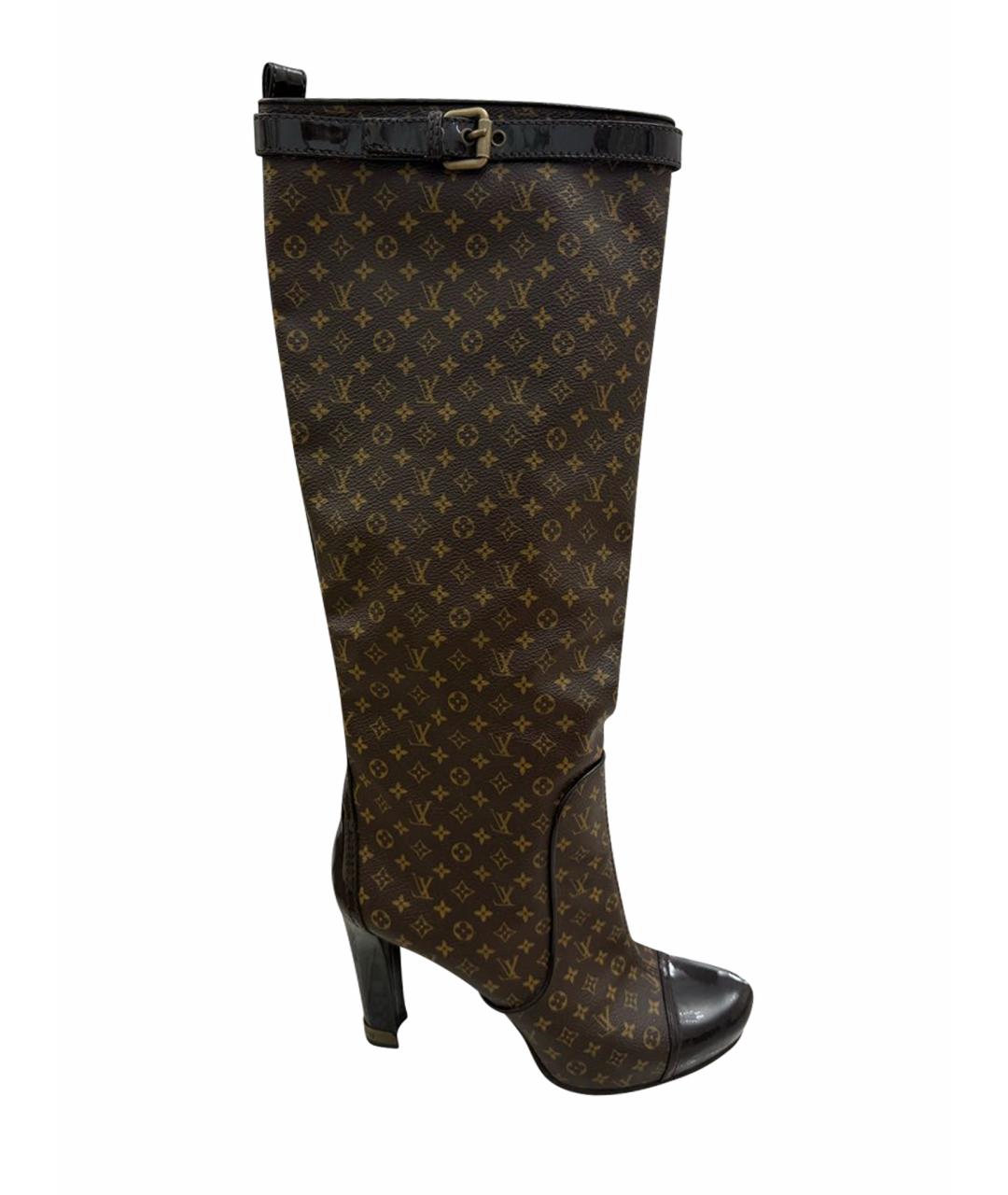 LOUIS VUITTON Коричневые кожаные сапоги, фото 1