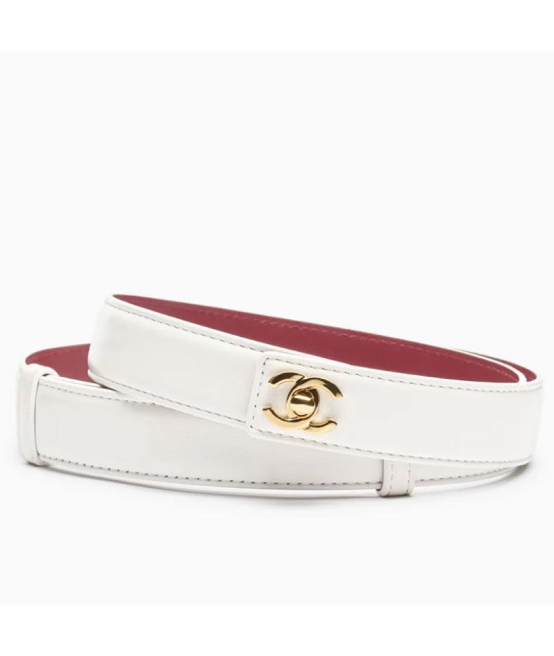 CHANEL Белый кожаный ремень, фото 5