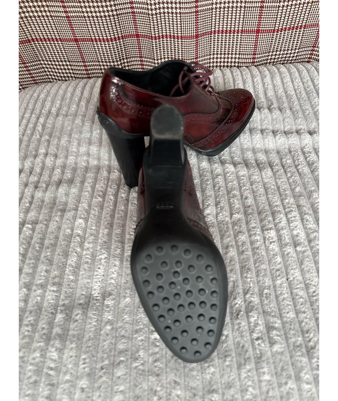 TOD'S Бордовые кожаные ботильоны, фото 5