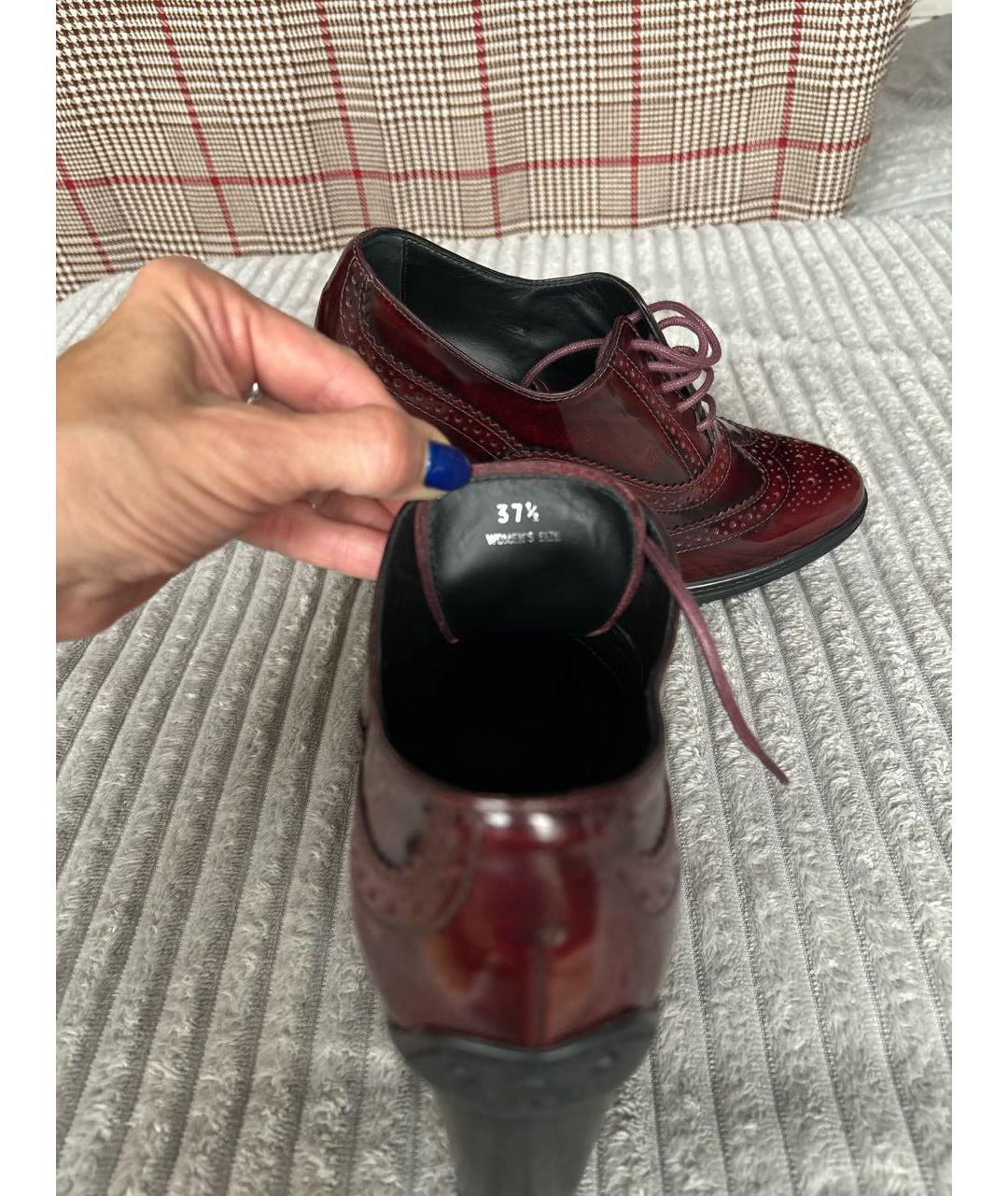 TOD'S Бордовые кожаные ботильоны, фото 4
