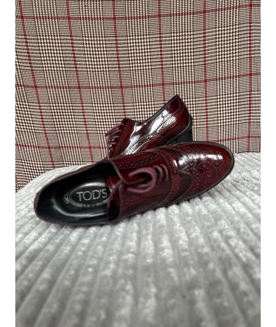 TOD'S Бордовые кожаные ботильоны, фото 7