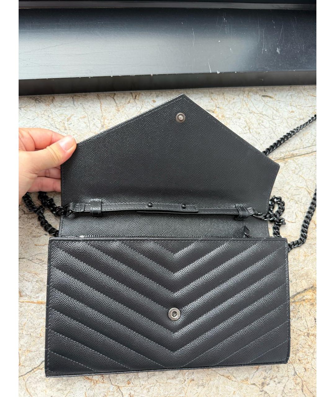 SAINT LAURENT Черная сумка через плечо из искусственной кожи, фото 5