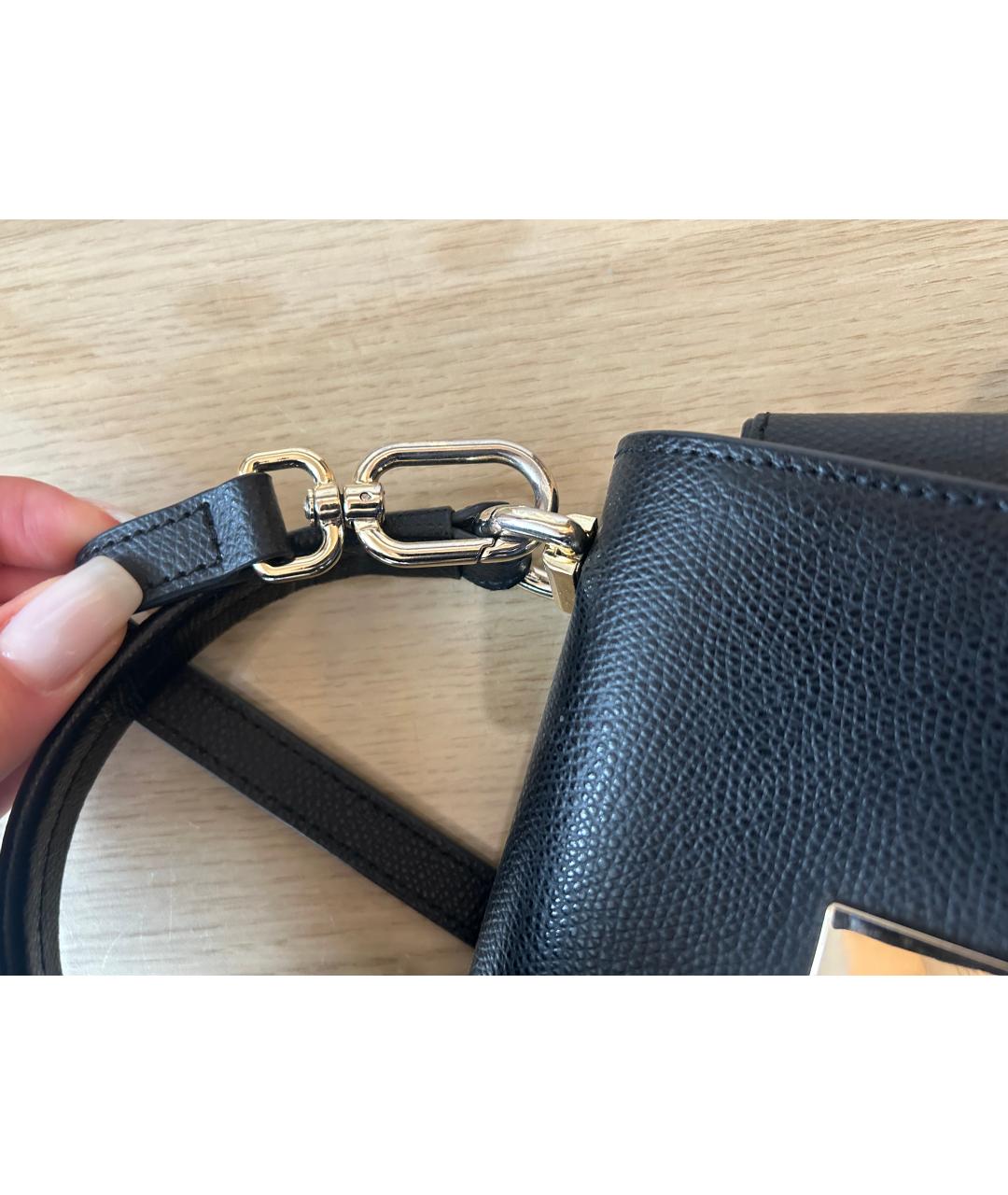 FURLA Черная кожаная сумка с короткими ручками, фото 5
