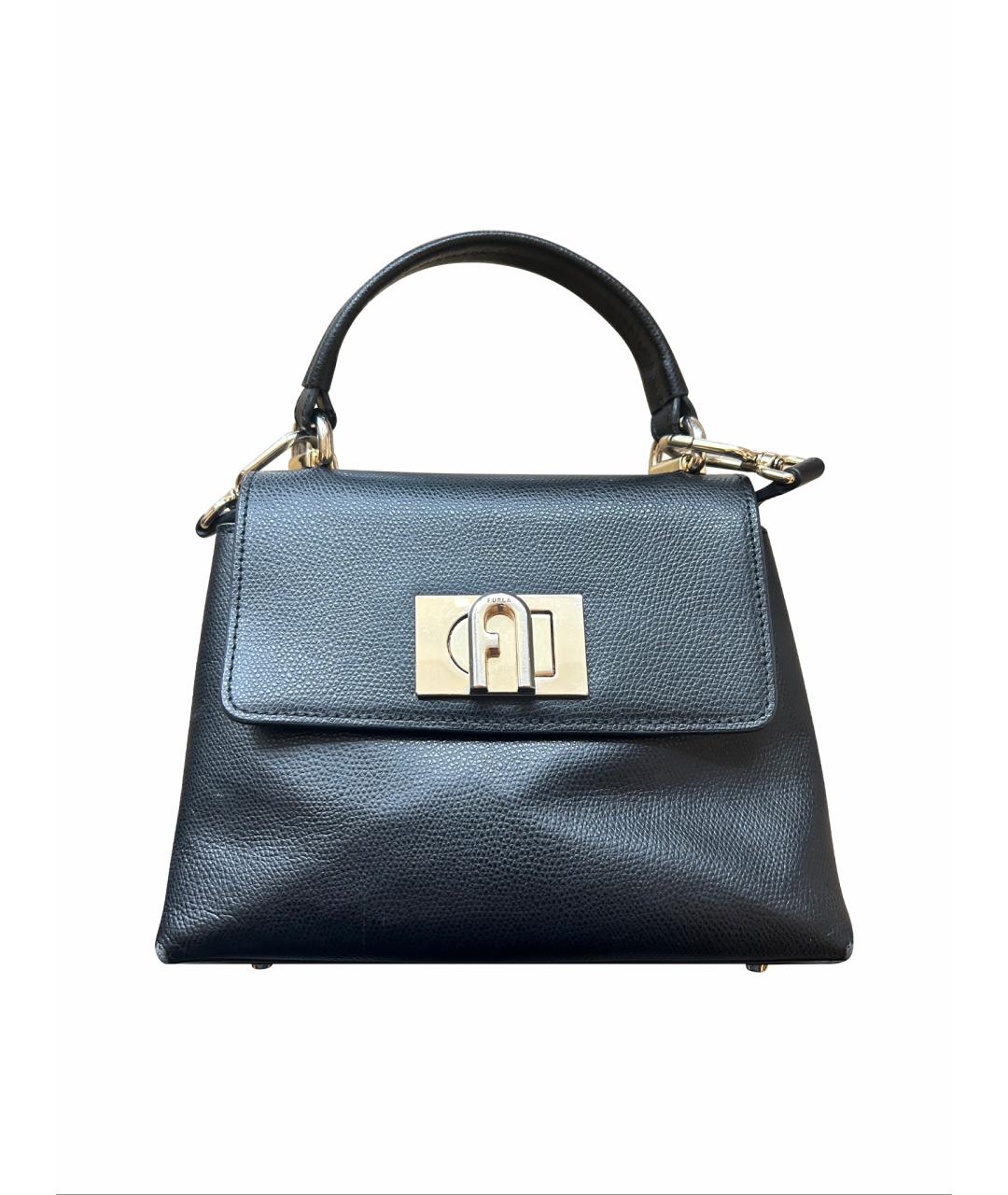 FURLA Черная кожаная сумка с короткими ручками, фото 1
