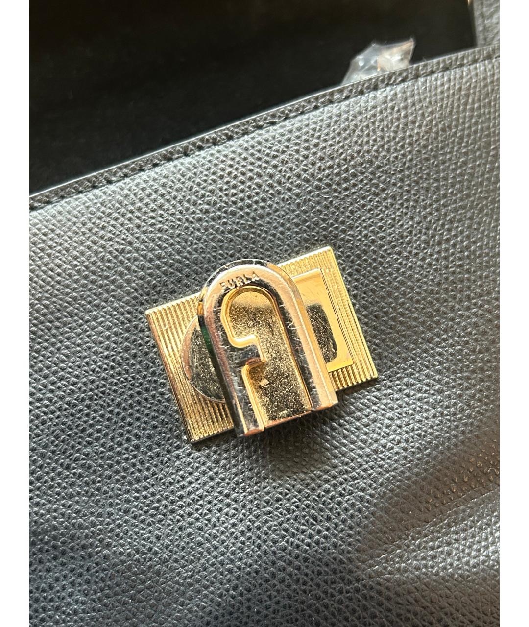 FURLA Черная кожаная сумка с короткими ручками, фото 7